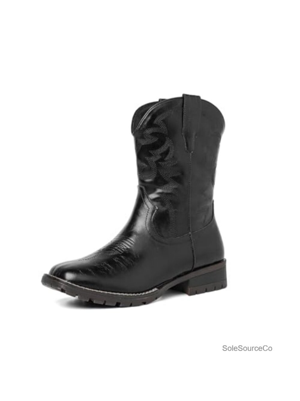 Men Square Toe Cowboy Boots Western Pull On Embroidered
